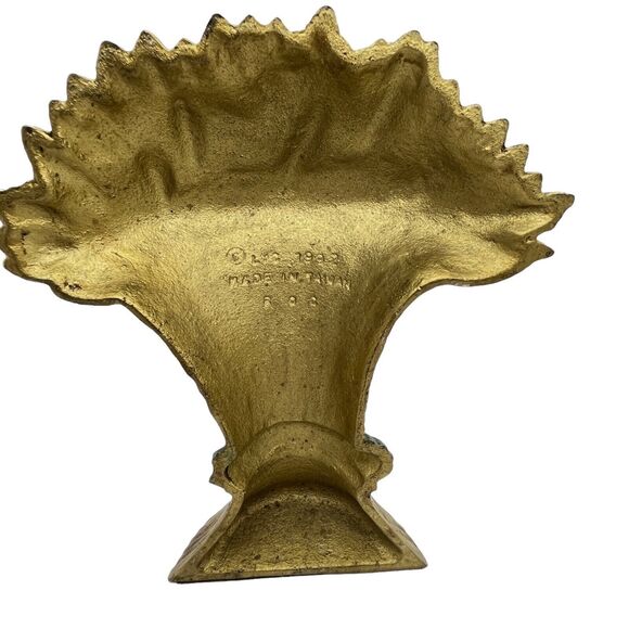 Cast Iron Sheaf of Wheat Door Stop or Door Porter Goldtone Aqua VTG '92 Antiqued - Picture 4 of 16
